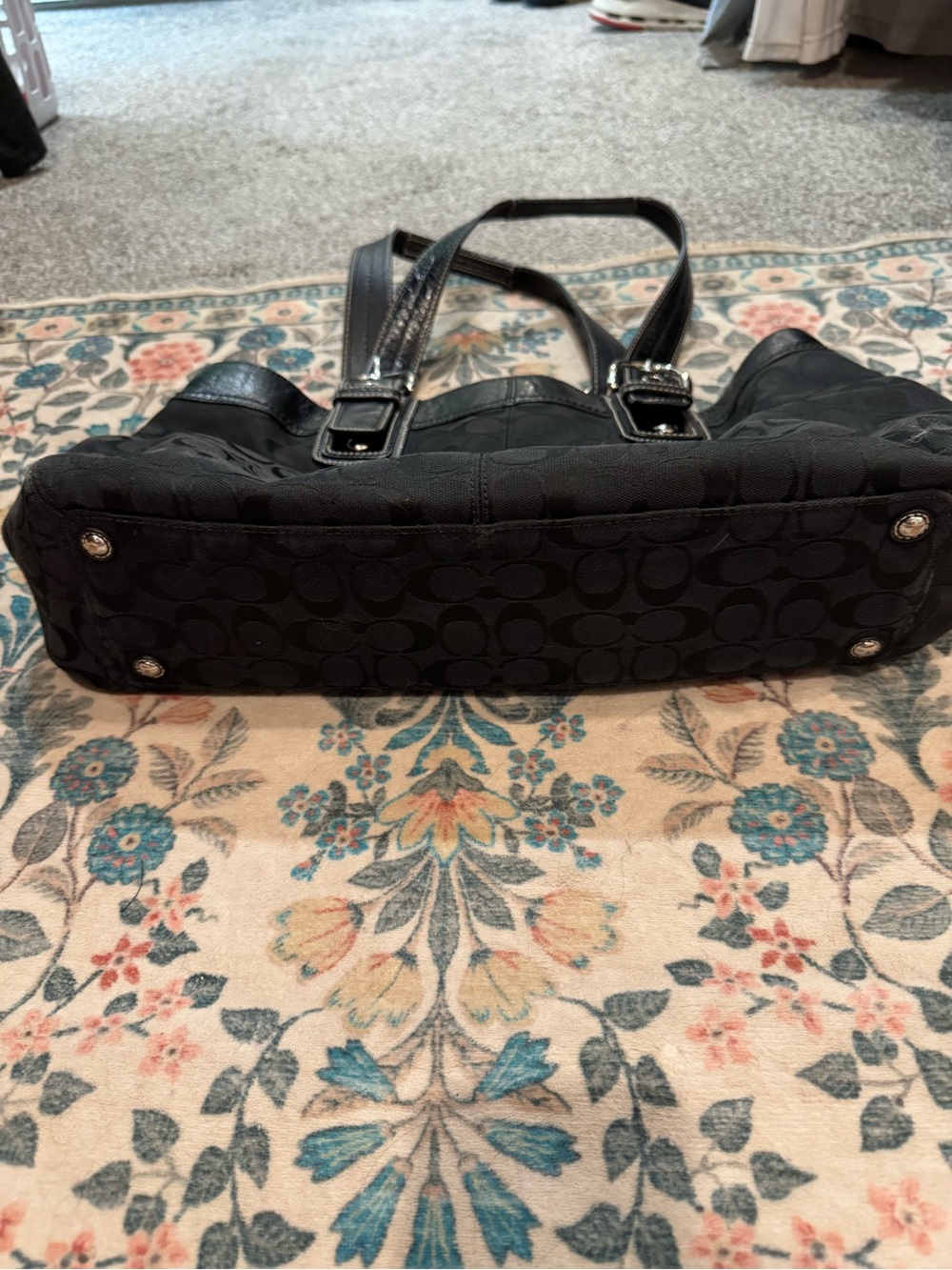 Coach Black Signature Jacquard Shoulder Tote - Picture 2 of 12